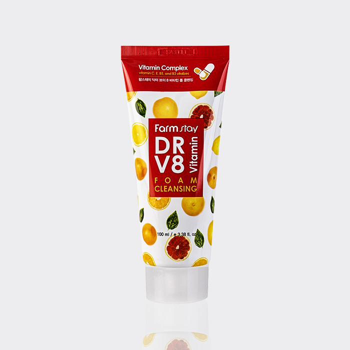 فوم شستشو ویتامینه فارم استی (اصل) مدل Farmstay Dr.V8 Vitamin Foam Cleansing حجم 100 میل