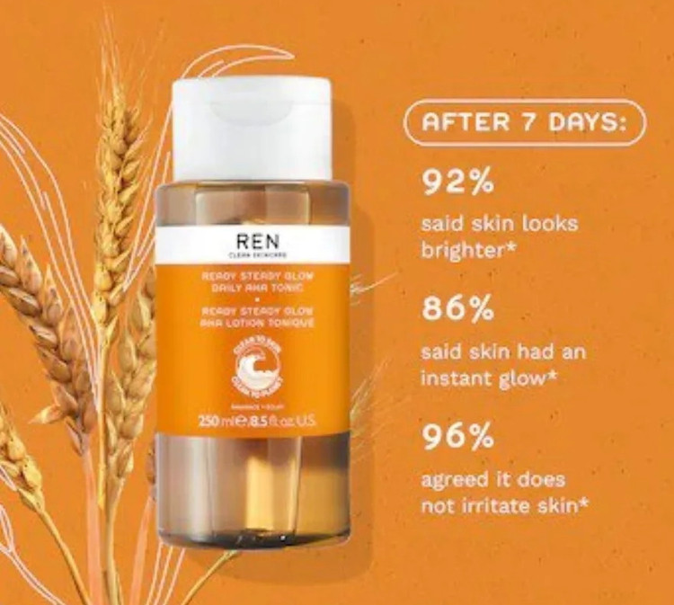 تونر لایه بردار AHA و روشن کننده پوست رن (اصل) مدل Ren Clean Skincare Ready Steady Glow Daily AHA Tonic 100ml حجم 100 میل