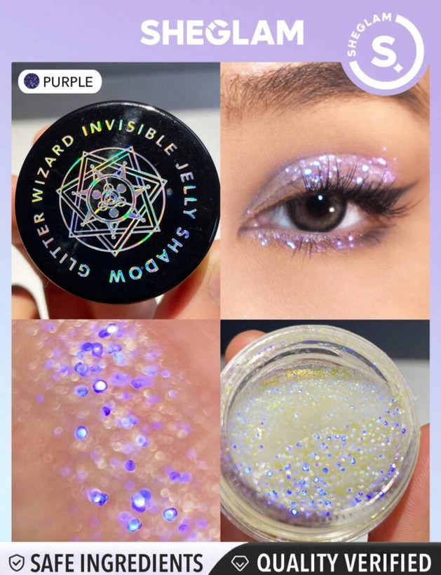 سایه چشم ژلی گلیتری شیگلم ( ژل نامرئی ) از سری هری پاتر (اصل) مدل Glitter Wizard رنگ PurpleSheglam Glitter Wizard Eye Shadow Purple