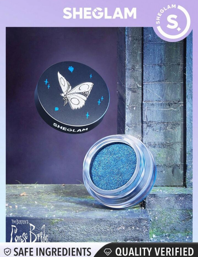 سایه گلیتری شیگلم (اصل) کالکشن عروس مردگان رنگ آبی SHEGLAM | Corpse Bride Ghostly Glitter Gel-Blue-Quet Y2K Gothic Eyeshadow