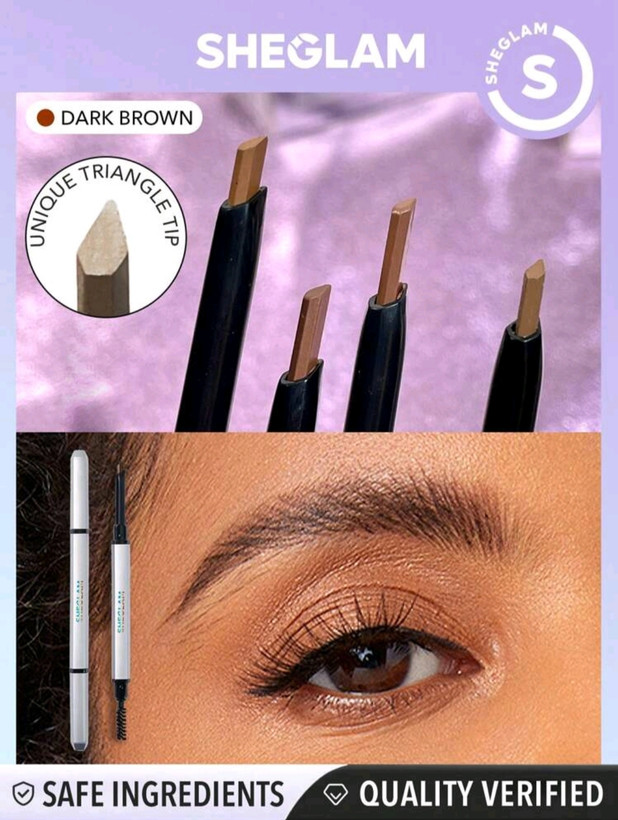 مداد ابرو دوطرفه ظریف شیگلم (اصل) مدل Sheglam feathery angled brow Pencil Dark Brown