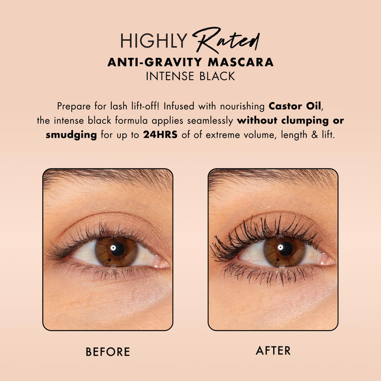 ریمل ضد جاذبه میلانی (اصل) Milani Highly Rated Anti-Gravity BLACK Mascara with Castor Oil and Molded Hourglass Shaped Brush - 1 Pack