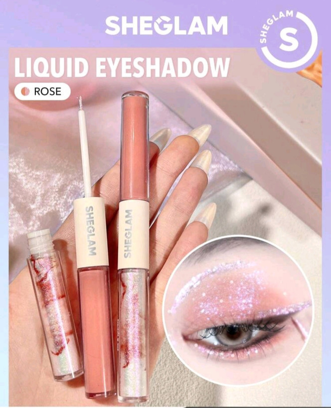 سایه چشم مایع دوطرفه شیگلم رنگ رز SHEGLAM Silk & Sparkle liquid eyeshadow
