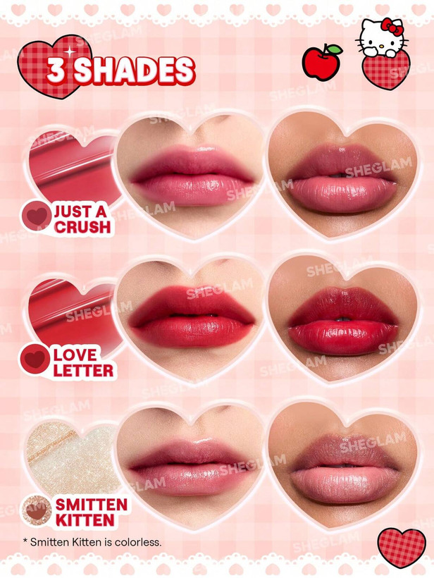 رژلب آبرسان شیگلم کالکشن هلو کیتی رنگ لاو لتر Hello Kitty x SHEGLAM Be My Baby Hydrating Lipstick love letter