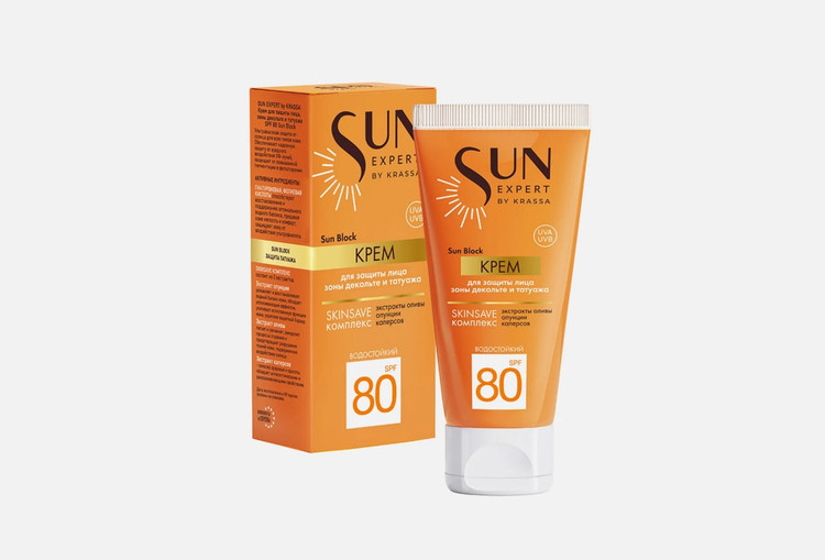 کرم ضد آفتاب SUN EXPERT کراسا KRASSA با SPF 80 برای صورت، گردن