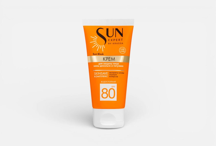 کرم ضد آفتاب SUN EXPERT کراسا KRASSA با SPF 80 برای صورت، گردن