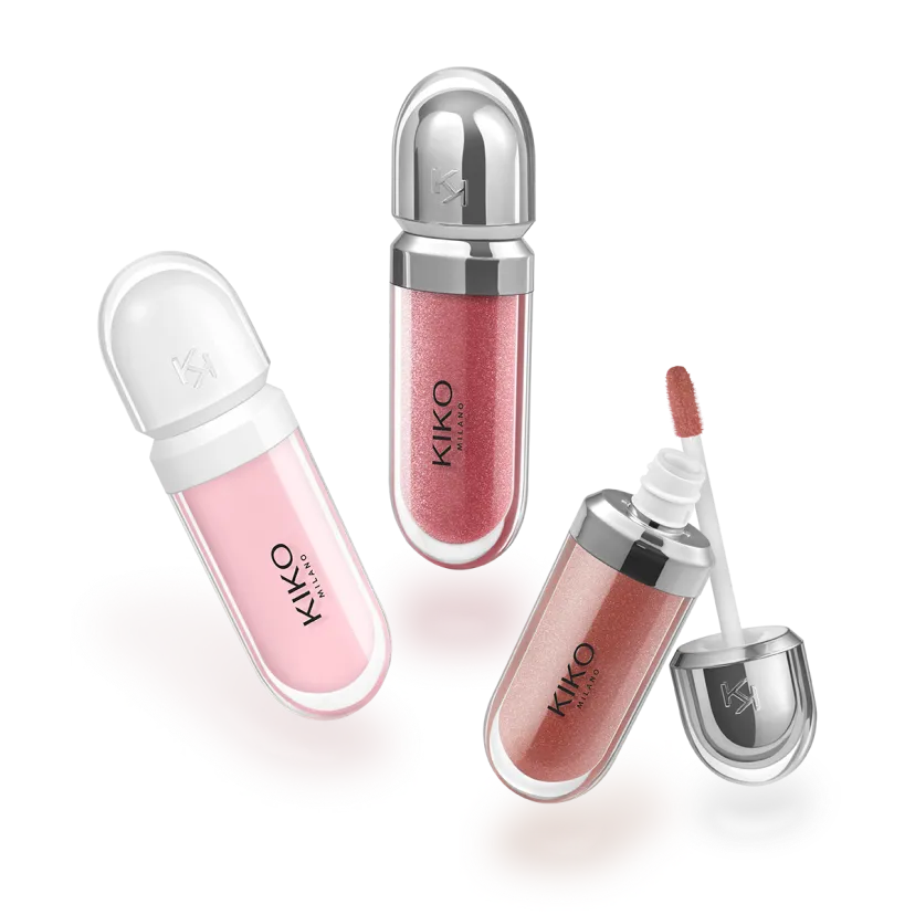 ست ۳عددی glossy lip set کیکو (فروش تکی و ست) شامل دو عدد لیپ گلاس شاینی  3d hydra و یک کرم لب حجم دهنده کیکو میلانو سایز بزرگ اصل